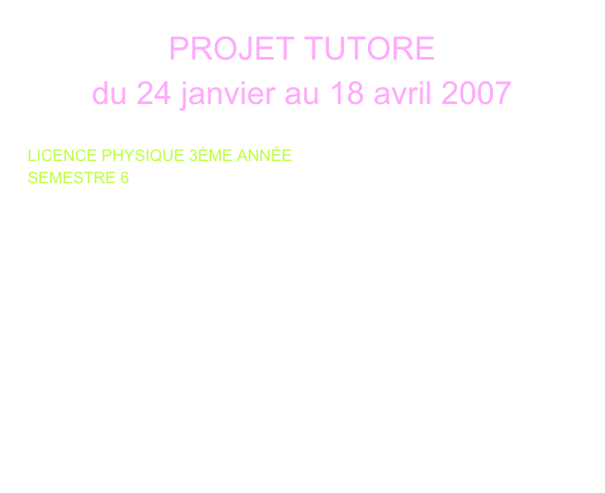 
PROJET TUTORE 
du 24 janvier au 18 avril 2007

LICENCE PHYSIQUE 3ÈME ANNÉE
SEMESTRE 6




ETUDE EXPERIMENTALE  
des FIGURES de SOUFFLE
